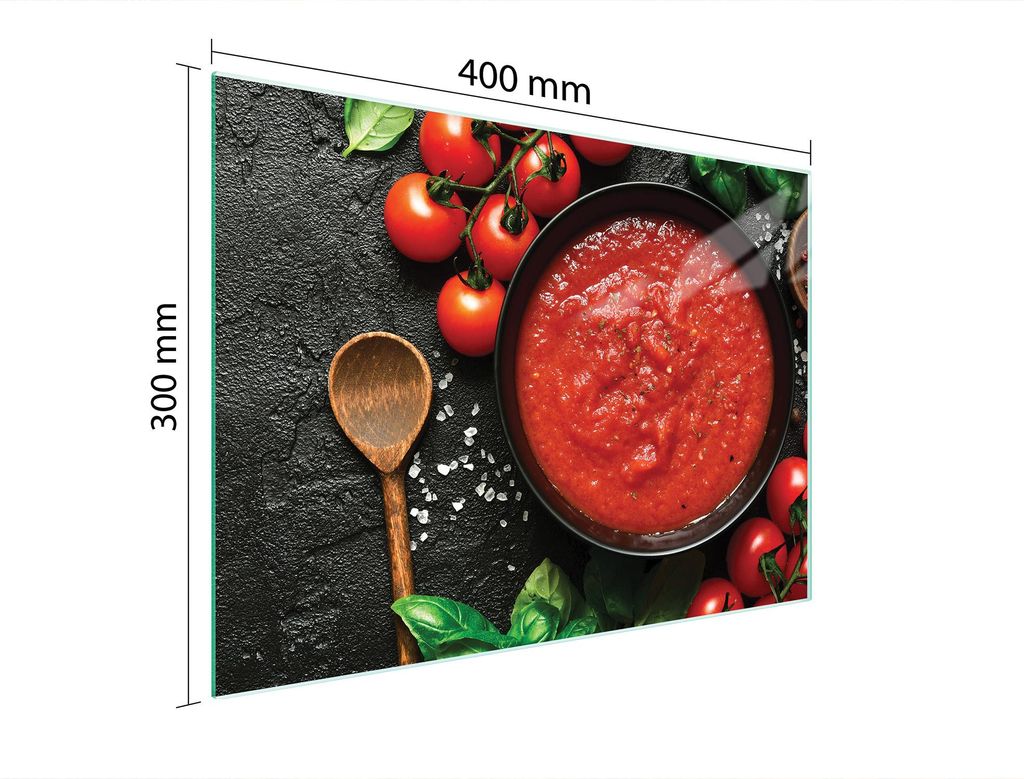 Schneidebrett Herdabdeckplatte Multiglasschneidplatte 40x30 cm Schiefer Tomaten