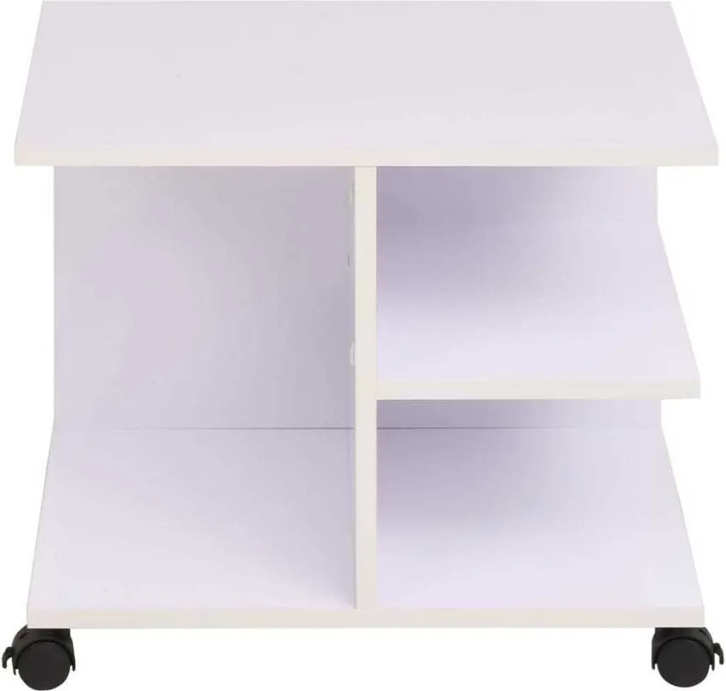 Table d'appoint mobile gain de place - Solution rangement 50x35 Blanc - 2