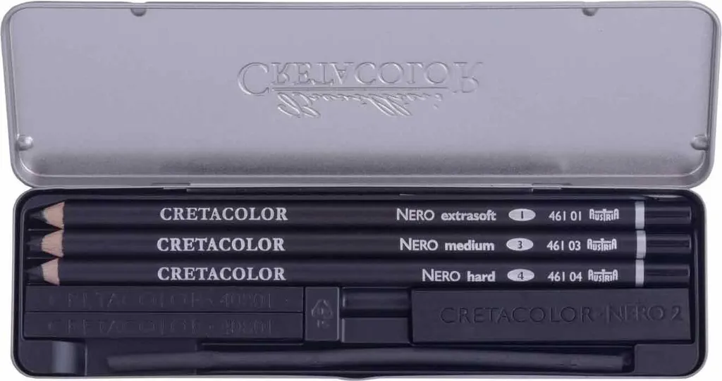 Cretacolor Set Disegno Nero Nero 7 Pezzi | Strumenti Professionali Austriaci