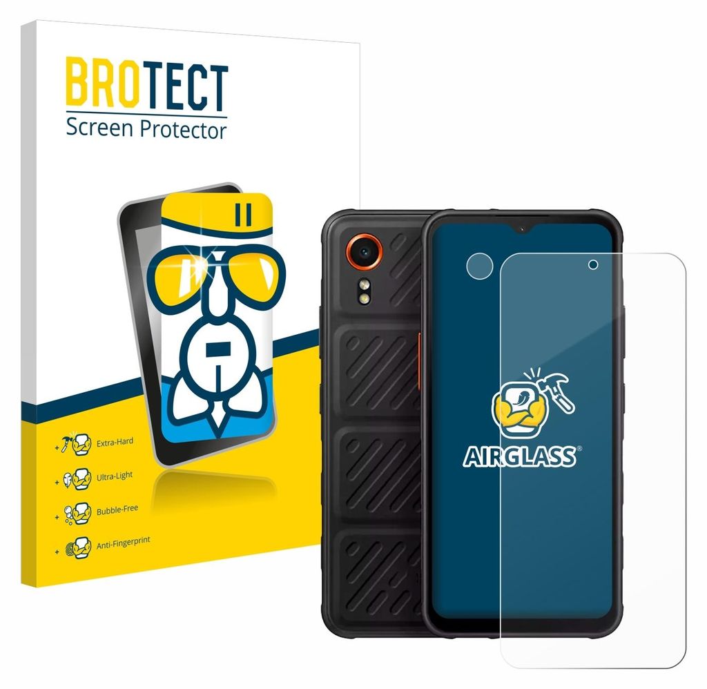 A product shot of a phone screen protector packaging and a phone with a screen protector applied.