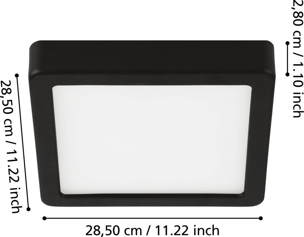 EGLO Fueva 5, LED, 3000 K, 2400 lm, IP20, zwart, wit Productafbeelding 