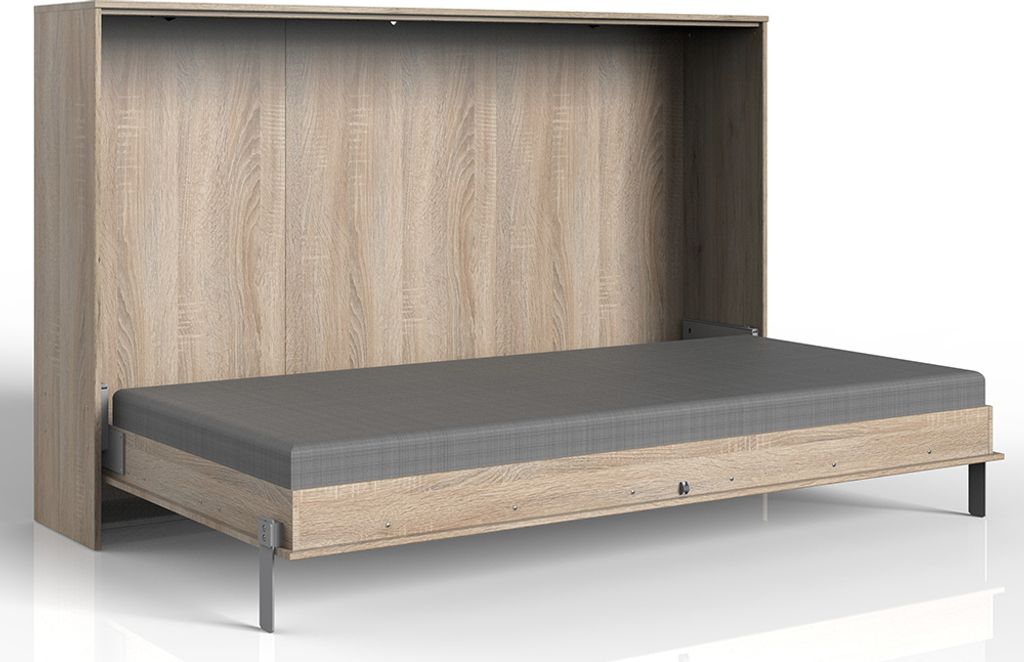 Schrankbett 120x200 cm horizontal Jugendbett Gästebett Eiche sägerau Nb. JOKSI-43, B/H/T 212/134/43 cm