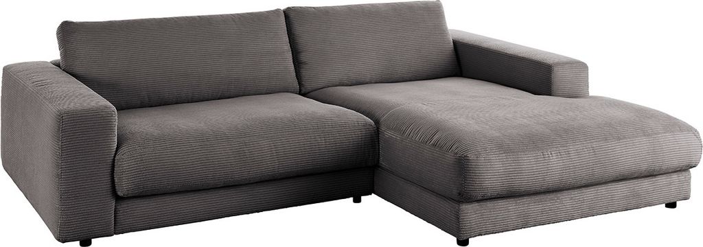 KAWOLA Sofa MADELINE Ecksofa Cord grau Longchair rechts