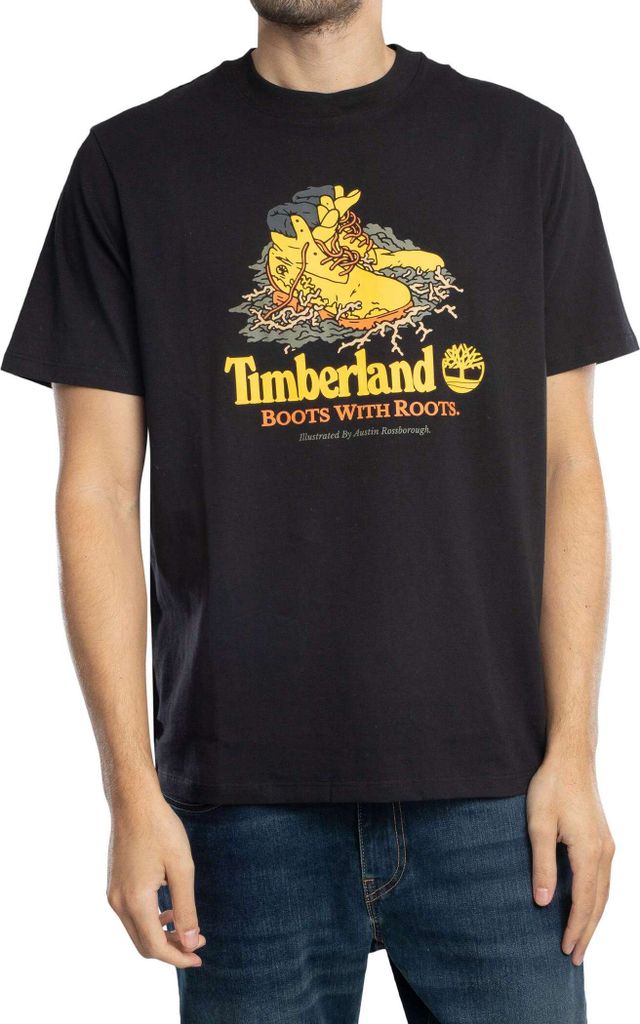 TIMBERLAND - Lässiges Herren-T-Shirt mit illustrierter Stiefel-Grafik - Größe L