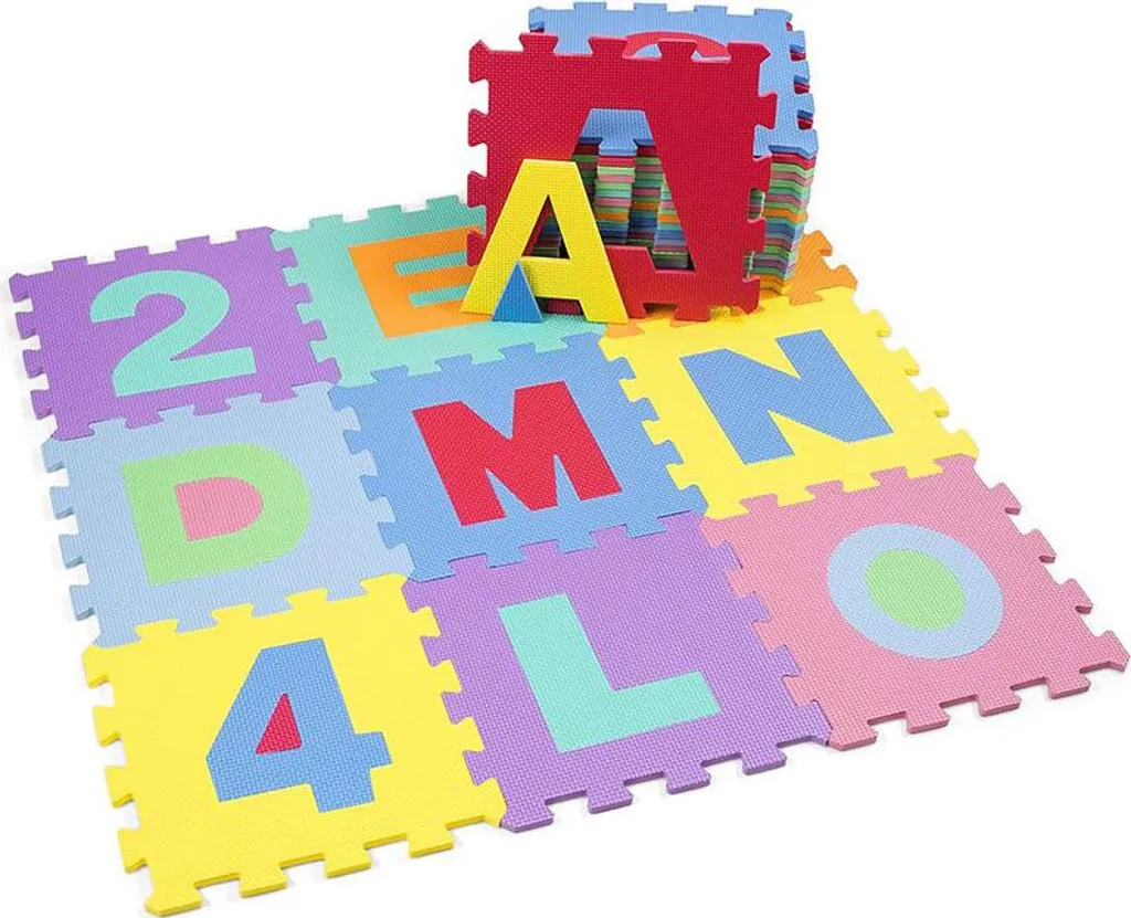 Tapis de jeu bébé en mousse : Puzzle géant 86 pièces lettres et chiffres