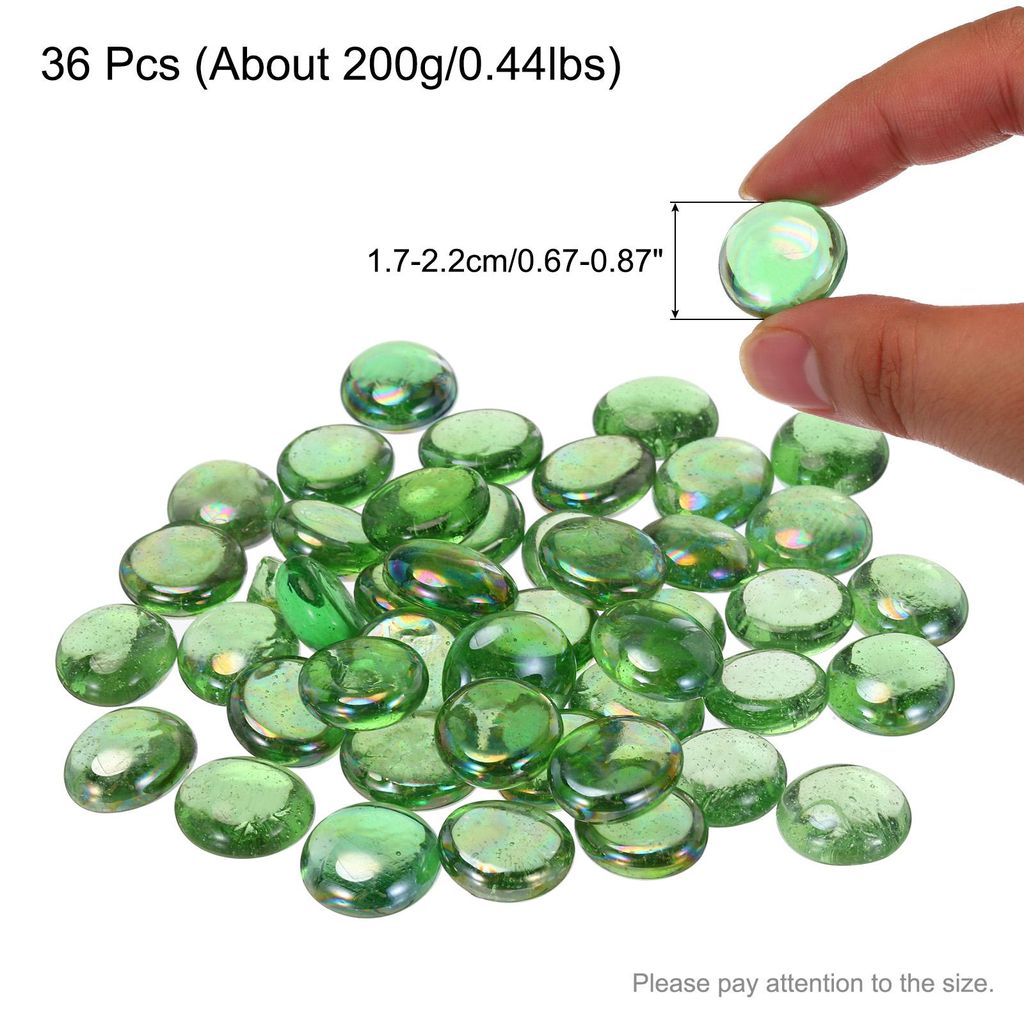 Glasperlen, 36 Stš¹ck Flache Glas-Edelsteine Transparentes Grš¹n 0,44 lbs (0,67-0,87") Glas Murmeln Kieselsteine fš¹r Vasenfš¹ller Aquarium...