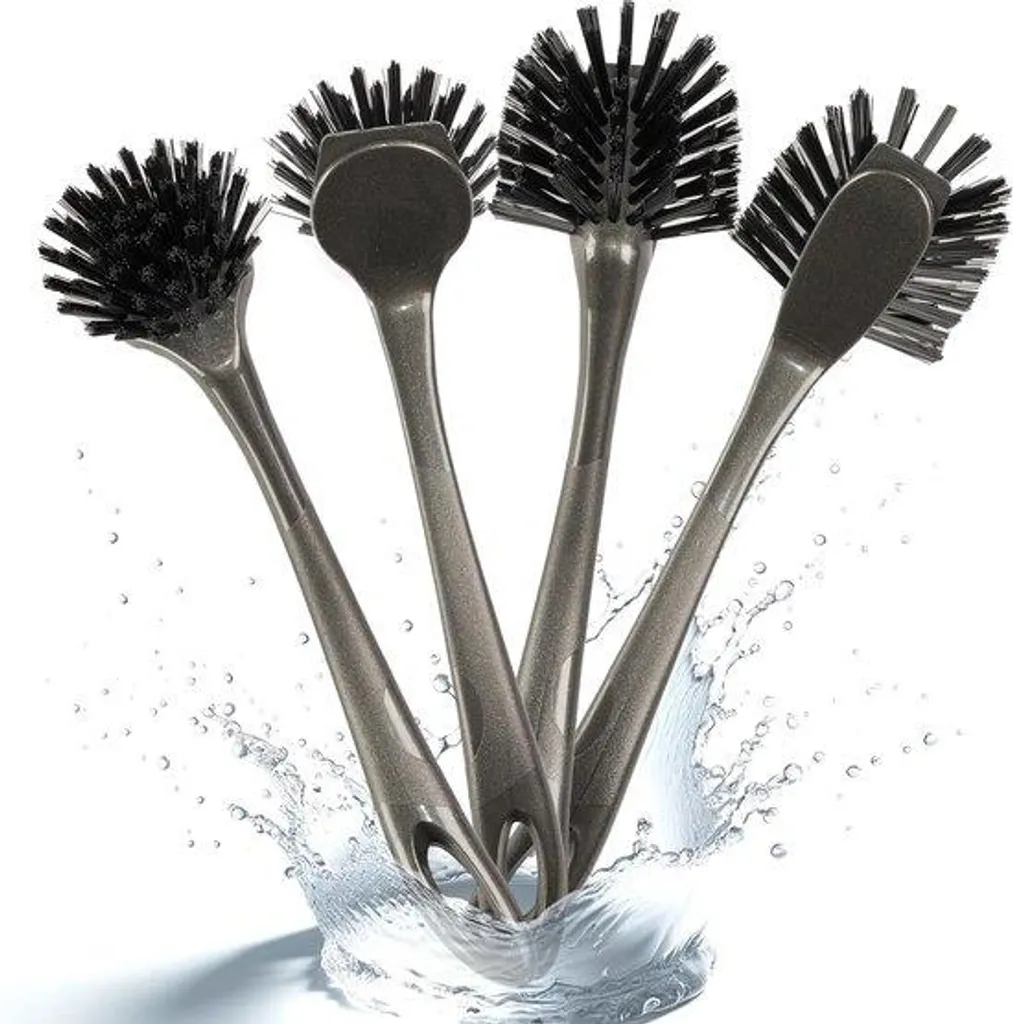 Lot de brosses pour la vaisselle noires, accessoires de lavage 4 pièces