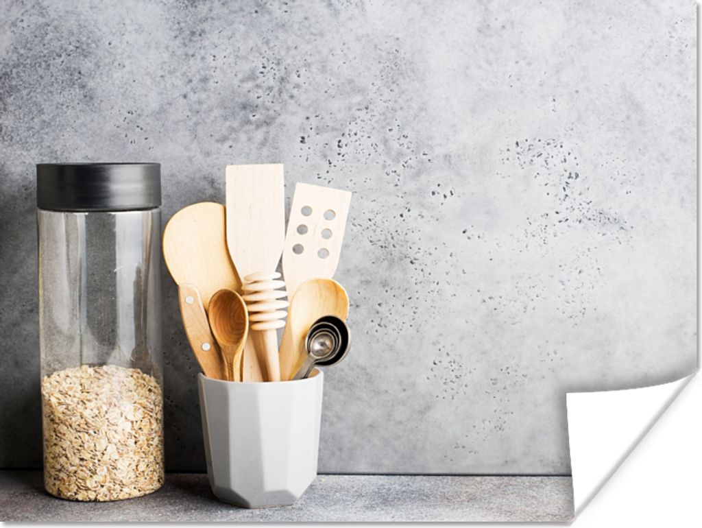 MuchoWow Poster Müsli - Spatel - Küchenutensilien 160x120 cm - Foto Plakat