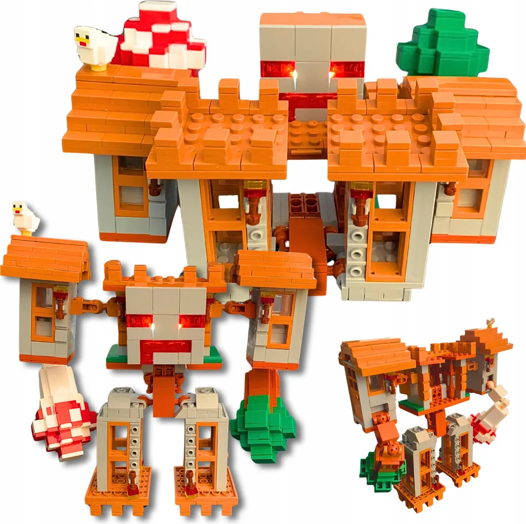 Jeu de Construction Minecraft Interactif : Robot Géant et Base Fortifiée LED