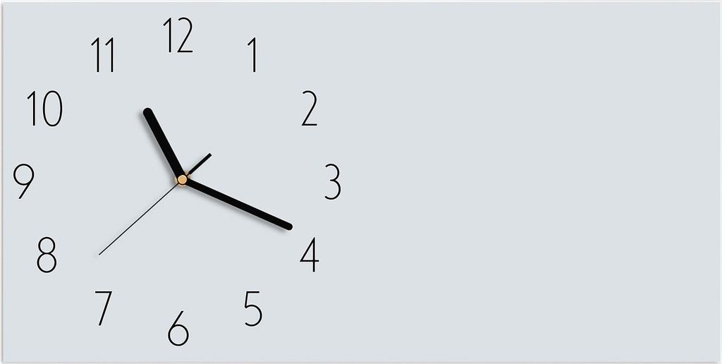 Wanduhr aus Glas mit Motiv Hellgrauer Hintergrund- 60 x 30 cm - inkl. Aufhängesystem
