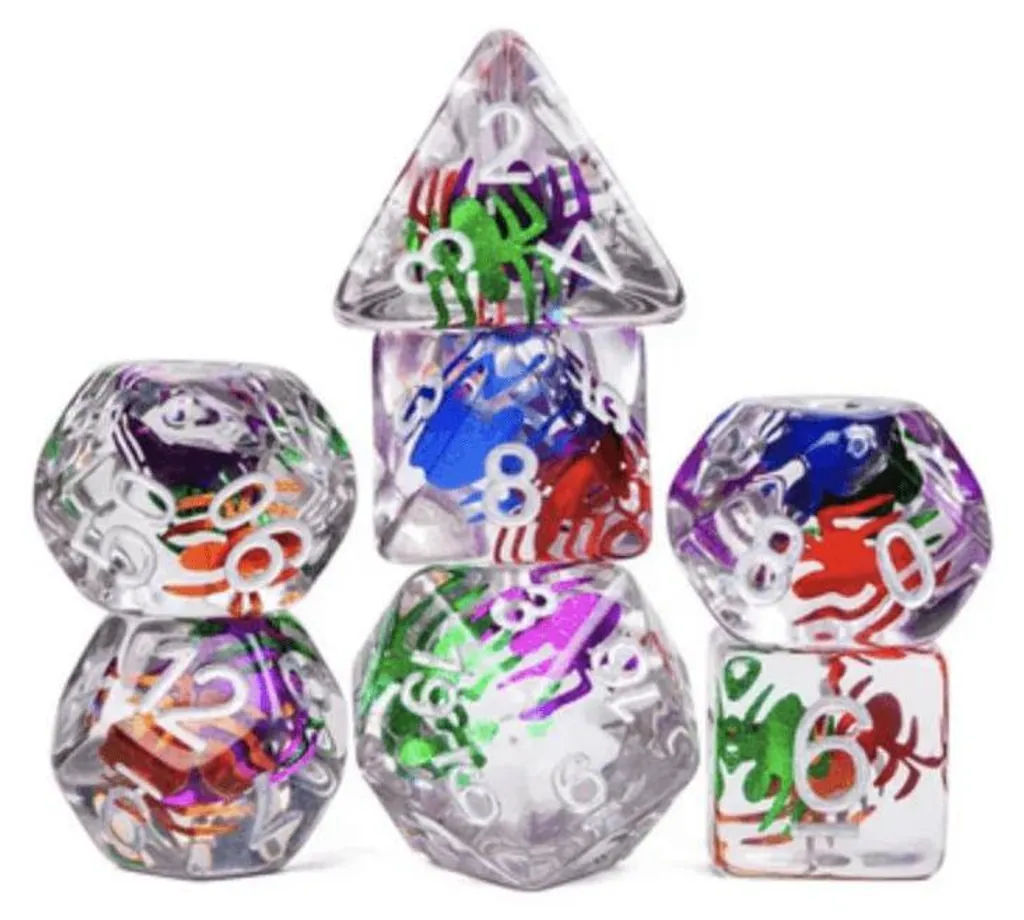 Set de dés polyédriques Spider Swarm pour jeux de rôle et plateau