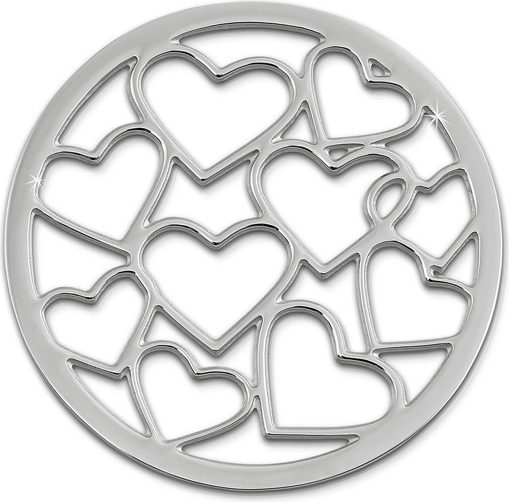 Amello Coinsschmuck silber 30 mm Einleger Edelstahl Coin Herzen Damen ESC504J