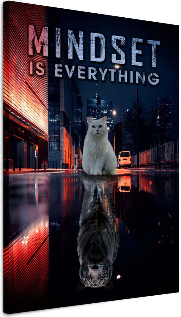 Leinwandbild Wandbild Motivation weiße Katze: 60x90x4cm