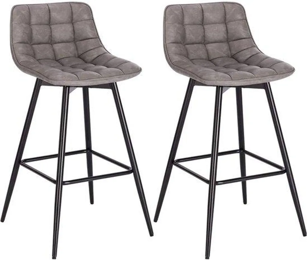 Tabouret de bar gris foncé lot de 2 sièges hauts style industriel chic