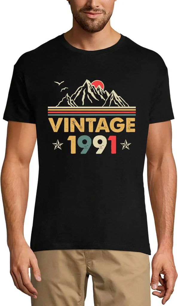 Herren Grafik T-Shirt Jahrgang 1991 - Berg 30 – Vintage 1991 - Mountain 30th – Geschenk 30. Geburtstag Jahrestag 30 Jahre Jubiläum 30 Jährige...