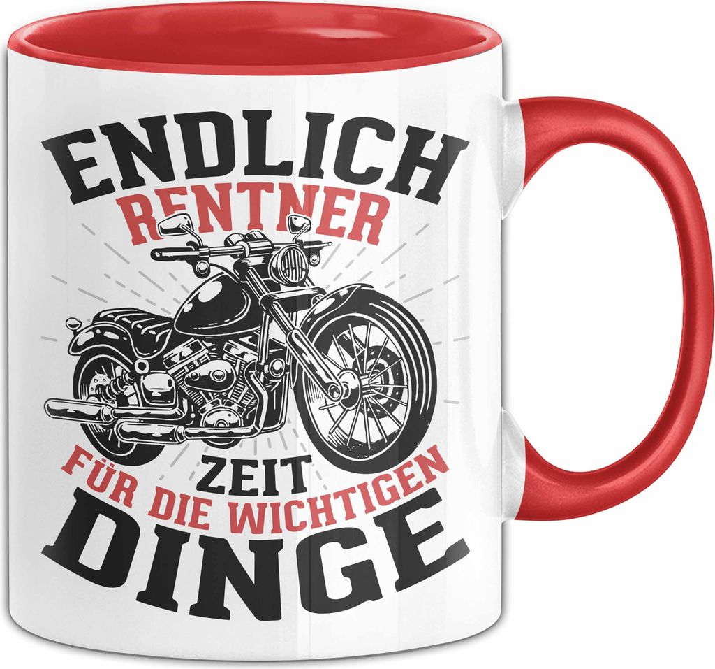 Motorrad Opa Tasse Geschenk Motorradfahrer Rentner Großvater Geschenkidee Kaffee-Becher (Rot)