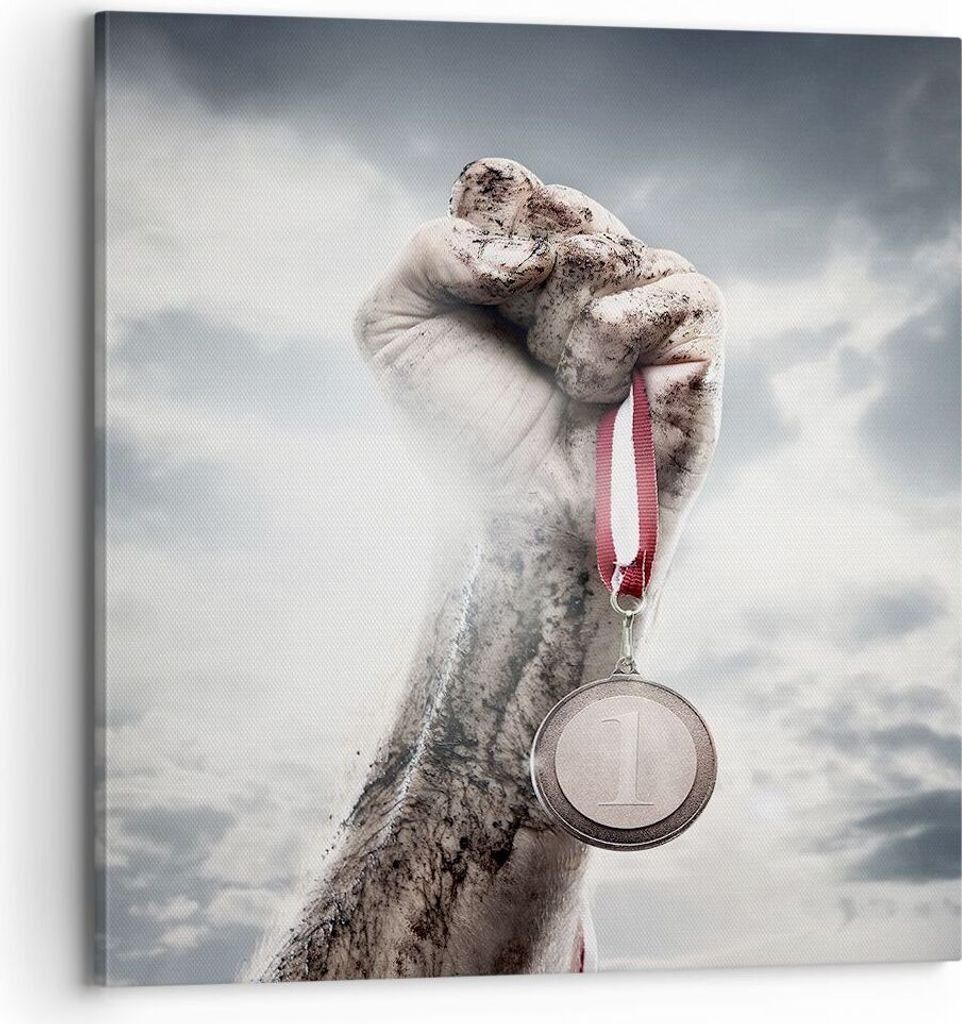 Bild auf Leinwand - Leinwandbild - Sport Medaille Sieg Trophäe - 70x70cm - Wand Bild - Wanddeko - Leinwanddruck - Bilder - Kunstdruck - Wanddekora...