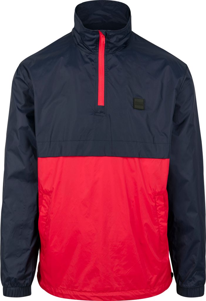 Urban Classics TB2748 | Stand Up Collar Pull Over Jacket S bis XXL - Farbe: navy/fire red - Größe: XL