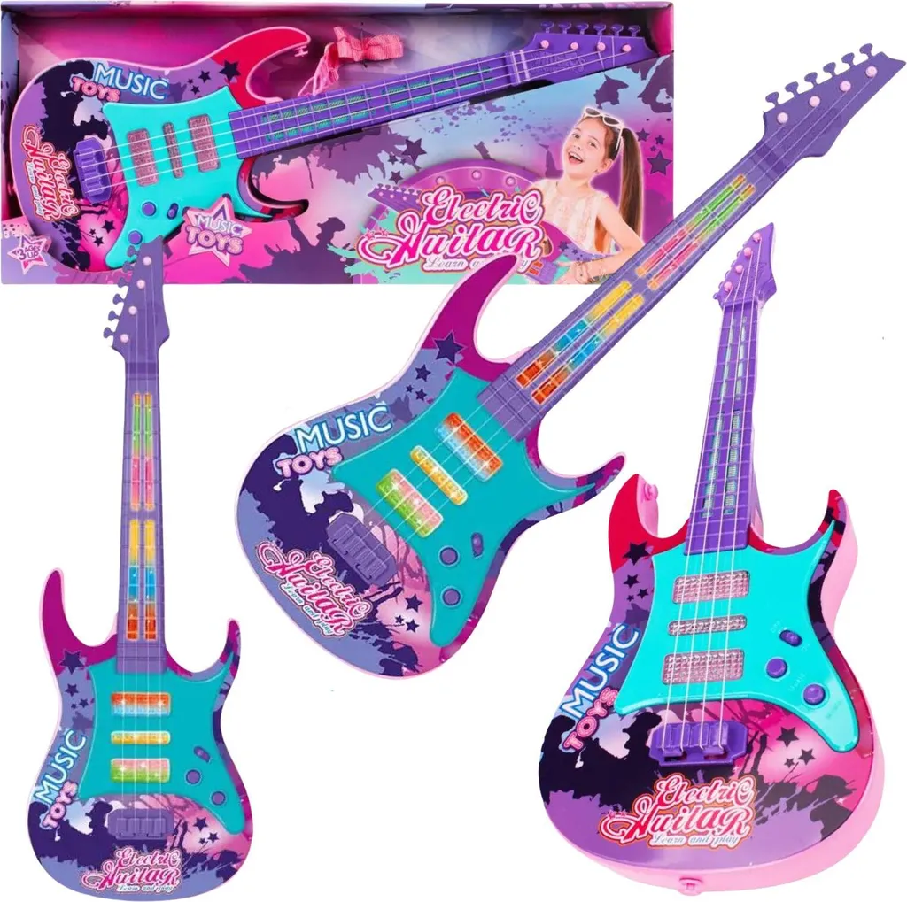 Guitare électrique enfant - Jouet musical à effets LED avec sangle G55
