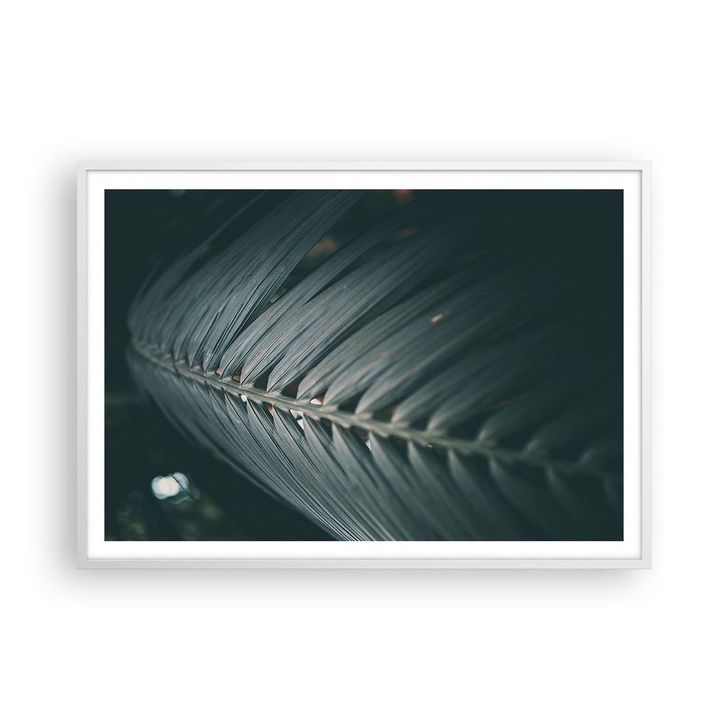 Gerahmtes Poster - Weißer Rahmen - Blatt Palme exotisch - 100x70 cm - Wand Bild - Wanddeko - Wandbilder - Kunstposter - Wandposter - Bilderrahmen ...