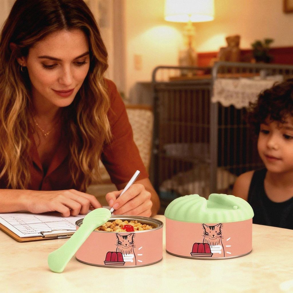 Deckel für Hundefutter Dosen - Silikon Luftdichte Abdeckungen,mit Löffel Wiederverwendbarer Katzenfutterdeckel - für Leckerlies Fütterung Kätz...