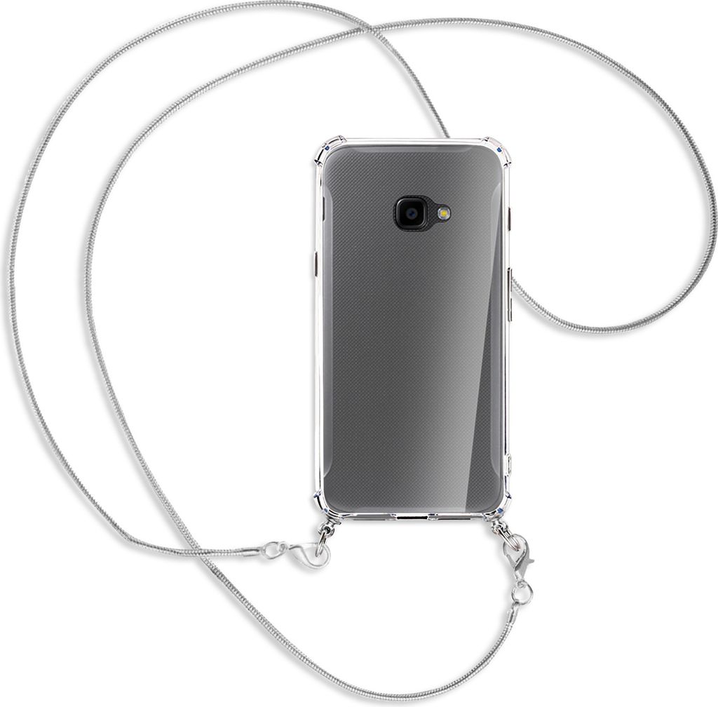 Handykette Backcover-Schutzhülle mit Band (Metall silberfarben) für Samsung Galaxy Xcover 4 / 4s - silberfarbene Kette Snake