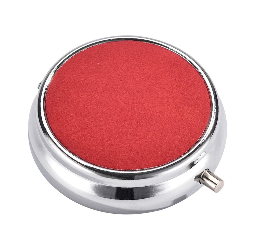 Taschen ASCHENBECHER "Leder" Ø5cm mit Deckel aus Metall rund mini mit Ablagefläche Taschenaschenbecher Reise Outdoor Reiseaschenbecher 72 (Rot)