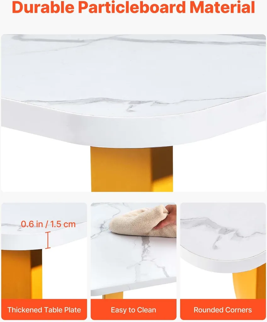 Bureau informatique blanc et or 160x80 cm avec structure robuste en métal