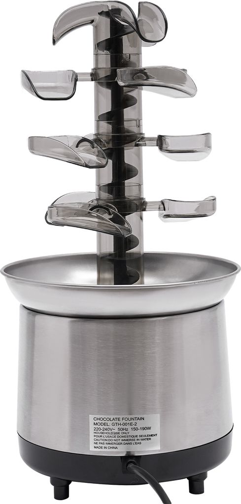 4-stufiger Schokoladenbrunnen, Elektrischer Schokoladenbrunnenmaschine, 19 x 42,5cm, Silber