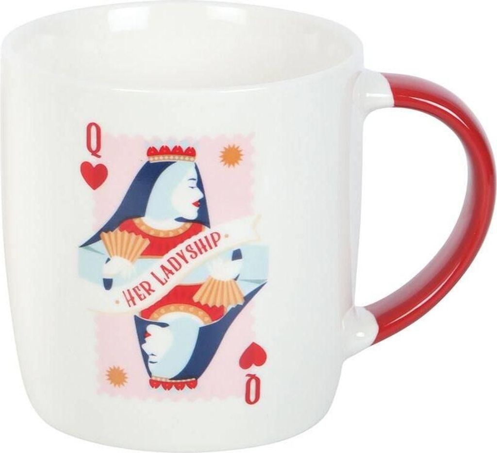 Something Different - Kaffeebecher "Her Ladyship", Spielkarten SD6873 (Einheitsgröße) (Weiß/Rot)