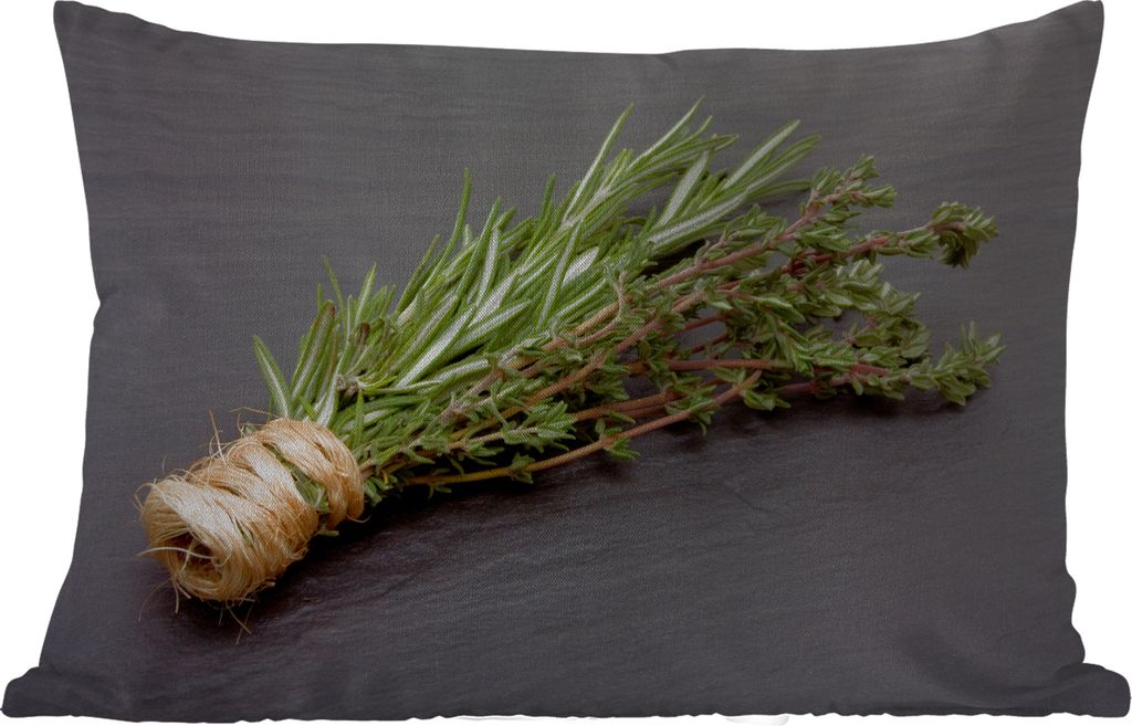 MuchoWow Outdoor Kissen - Thymian - Kräuter - Grün - Tisch - Küche - Stein - 50x30 cm - Wetterfest - Lounge Kissen - Sofa kissen - Wohnzimmer ...