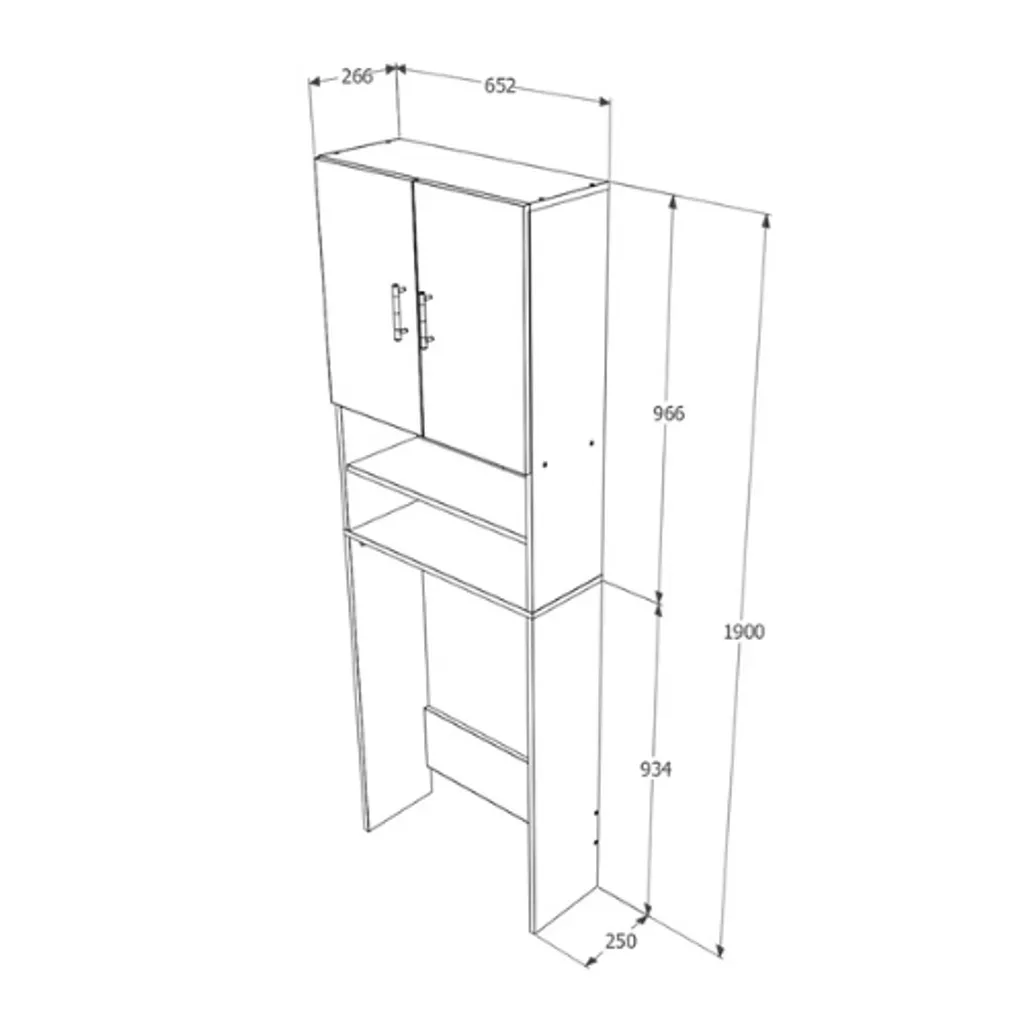 Armoire de buanderie FYN 2 portes, gain de place vertical, 65x27x190 cm