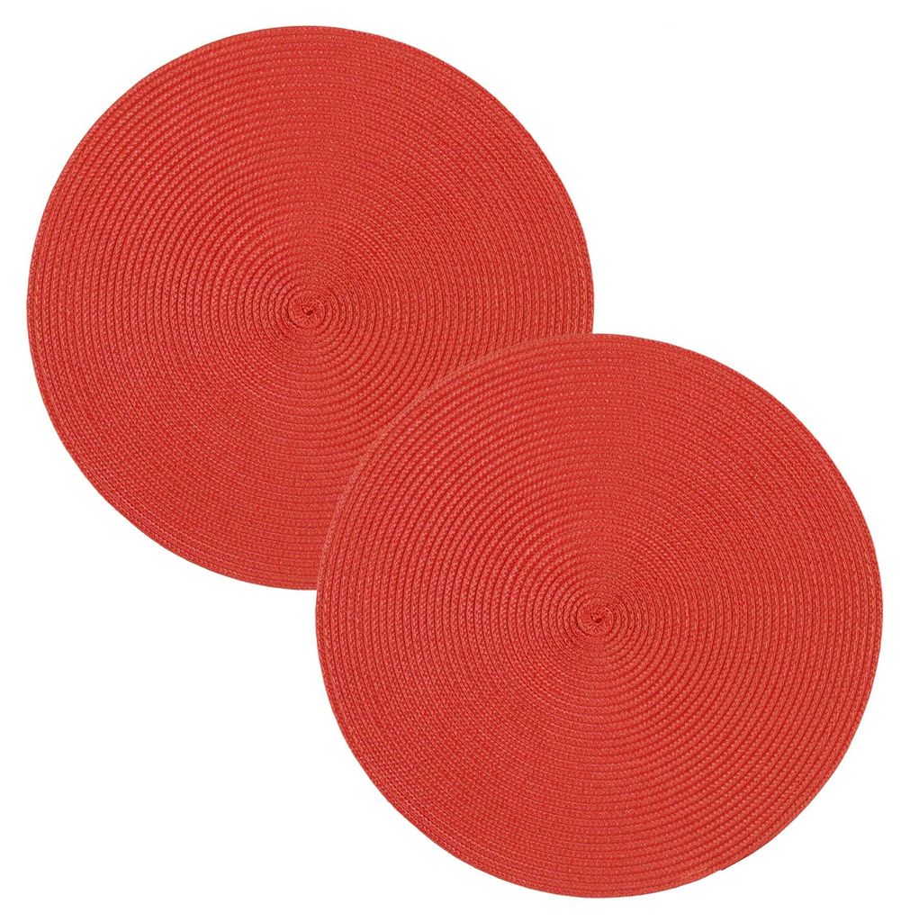 Tischset 2er Set Rot rund 35 cm Ø Platzset abwaschbar Produktbild 