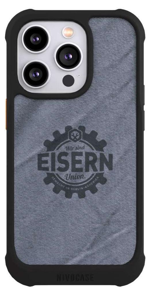 NIVOCASE Hülle für Apple iPhone 14 Pro Stoßfeste Handyhülle NIVOmax Case Schwarz 1. FC Union Berlin FCU Offizielles Lizenzprodukt