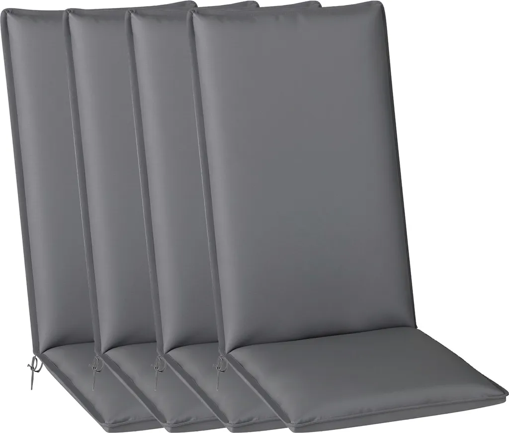 Coussin de chaise de jardin haute dossier gris lot de 4 anti-UV UPF50+