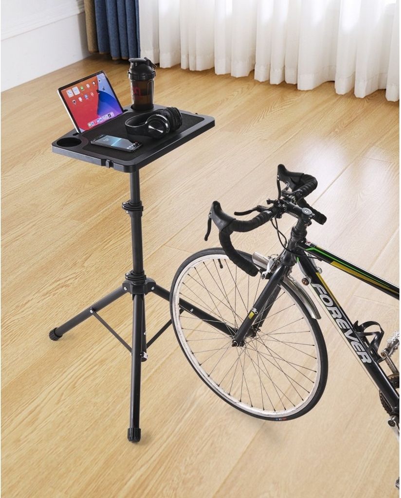 Fahrrad-Schreibtisch mit Dreieck-Unterstützung - Fahrradtrainer für Fitness - Robuster Ständer - Ergonomische Trainingsstation