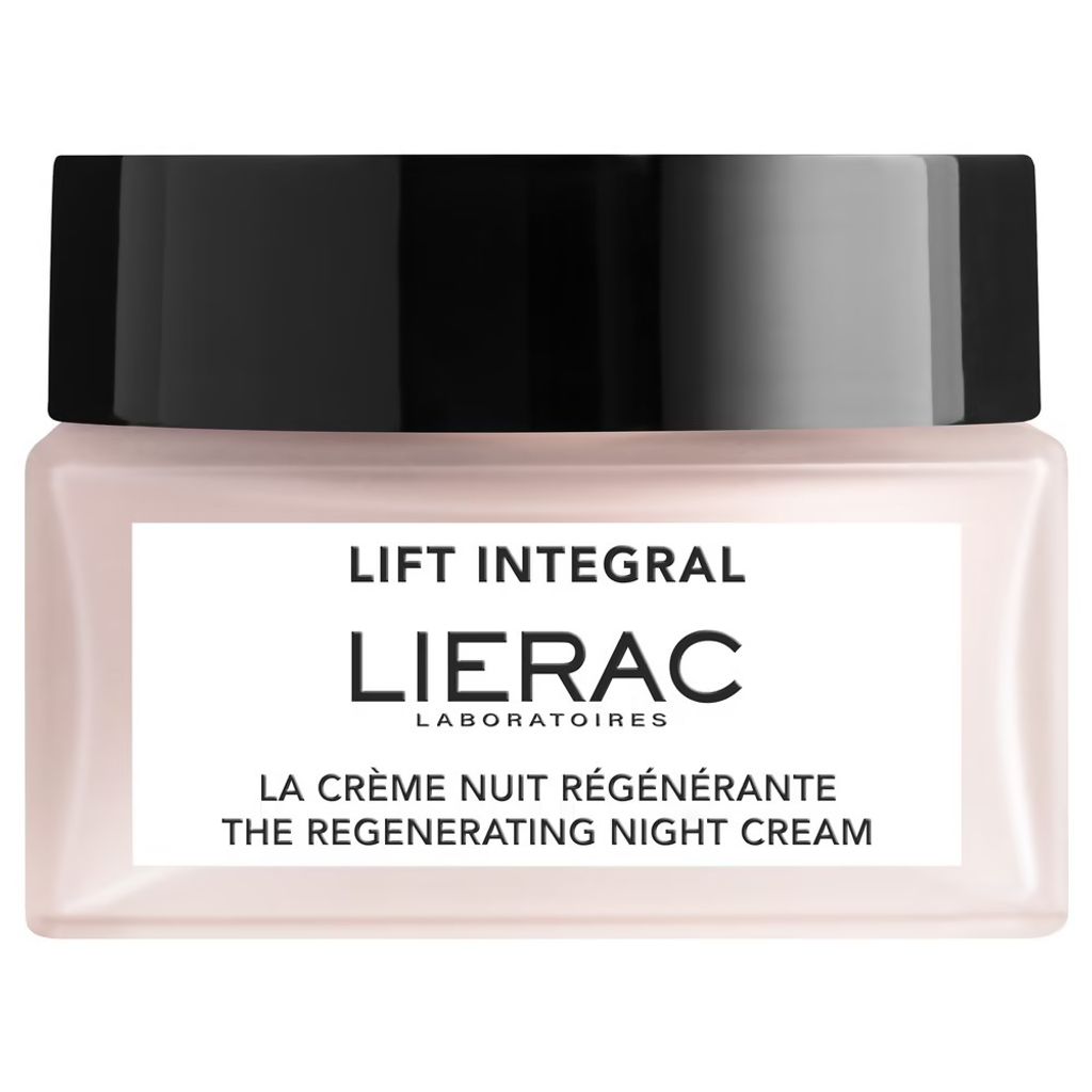 A product shot of a Lierac night cream jar.