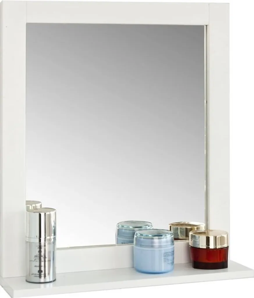 Miroir Rectangulaire 60 x 40 cm SoBuy avec Tablette en Bois Blanc Robuste