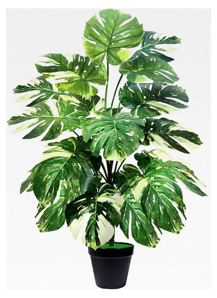 Kunstpflanze, 74 cm hoch, 18 Blätter, tropische Palme, künstliche Monstera deliciosa im Topf, geeignet für Wohnzimmer, Badezimmer und Schlafzimmer