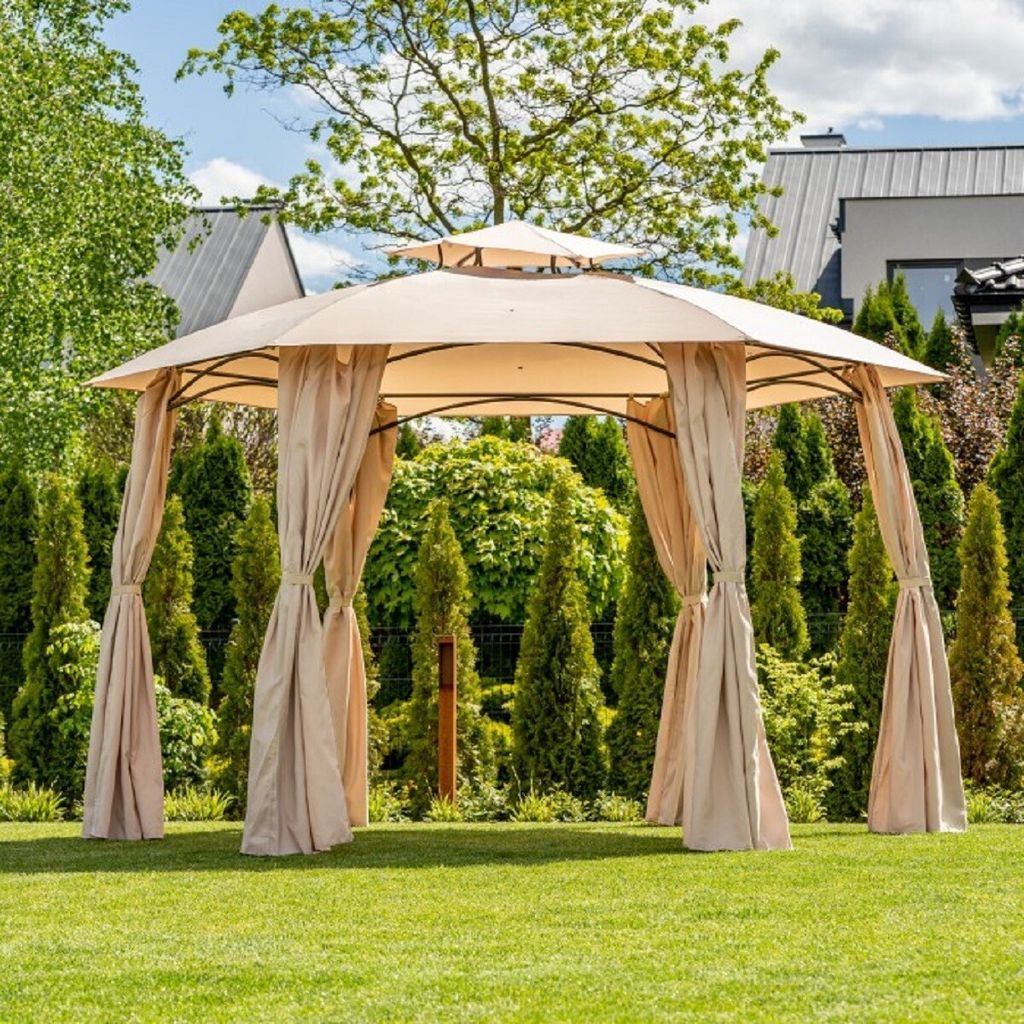 Casa Padrino Luxus Pavillon Beige 360 x H. 270 cm - Garten & Terrassen Möbel