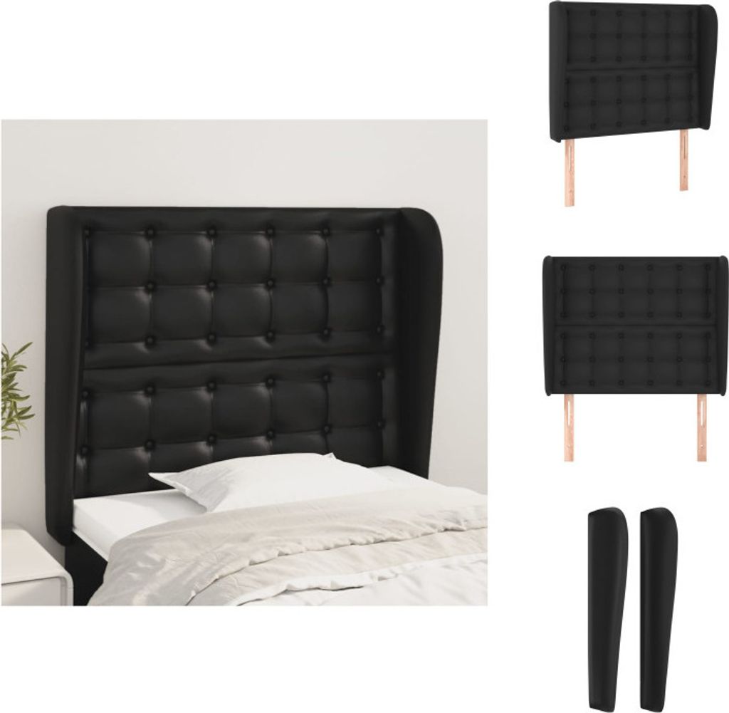 vidaXL Kopfteil mit Ohren Schwarz 93x23x118/128 cm Kunstleder - Kopf- & Fußenden