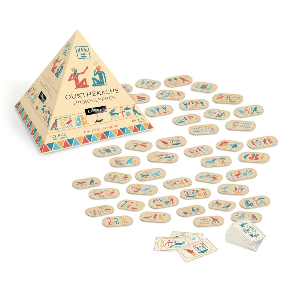 Jeu de Memory en Bois Vilac Oukthêkaché Apprendre les Hiéroglyphes