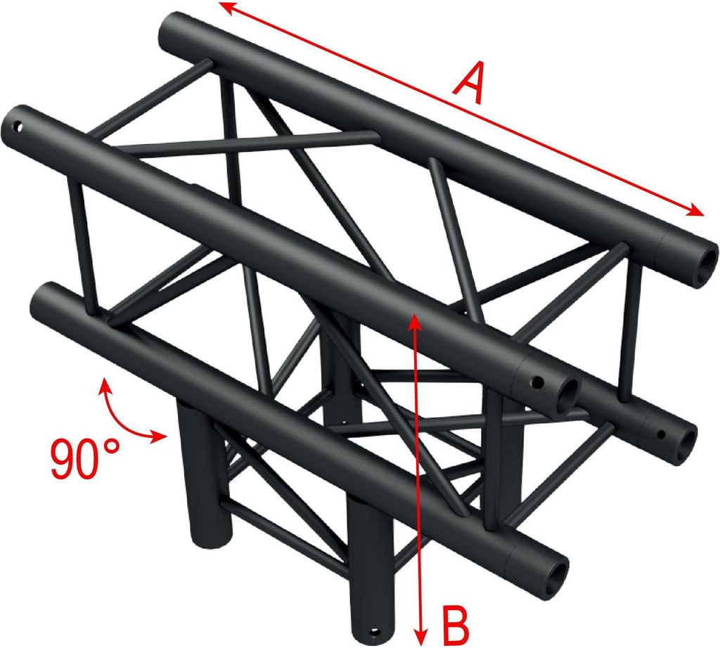 Milos Pro-30 Square F Truss - T-Cross 3-way QTF35 - 90° corner - black