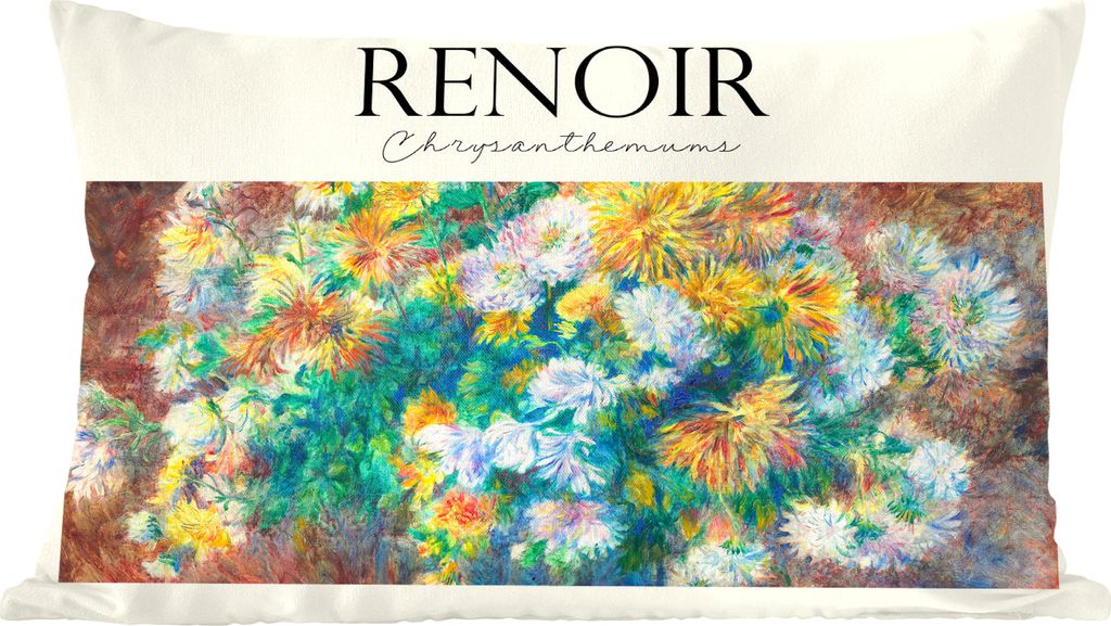 MuchoWow Zierkissen Sofakissen Wohnzimmer Dekokissen 60x40 cm Gemälde - Renoir - Blumenstrauß - Kopfkissen - Polster mit Foto
