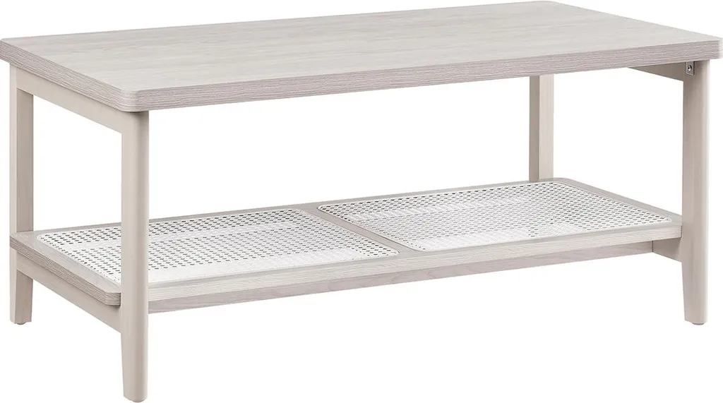 Table basse à 2 niveaux idéale pour optimiser le rangement du salon