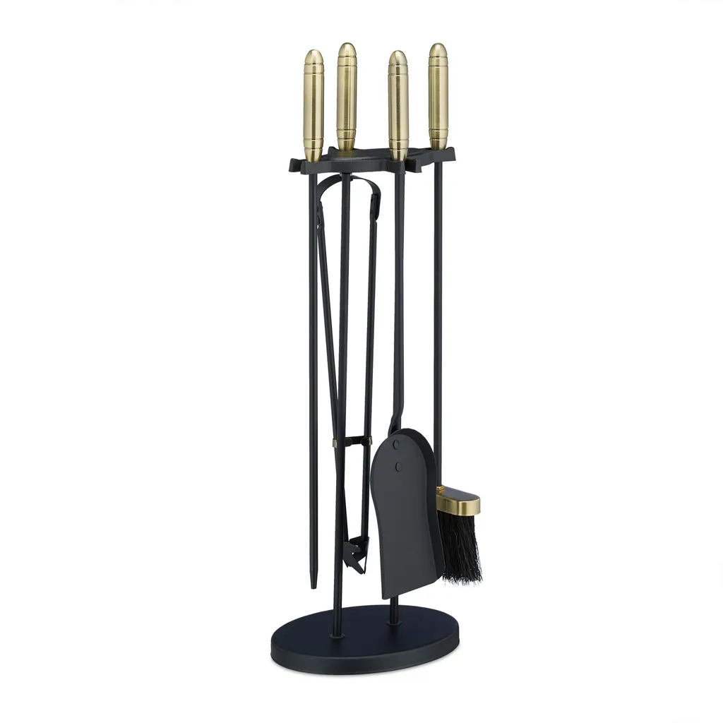 Ensemble cheminée acier noir RD8781 - 5 pièces avec outils modernes