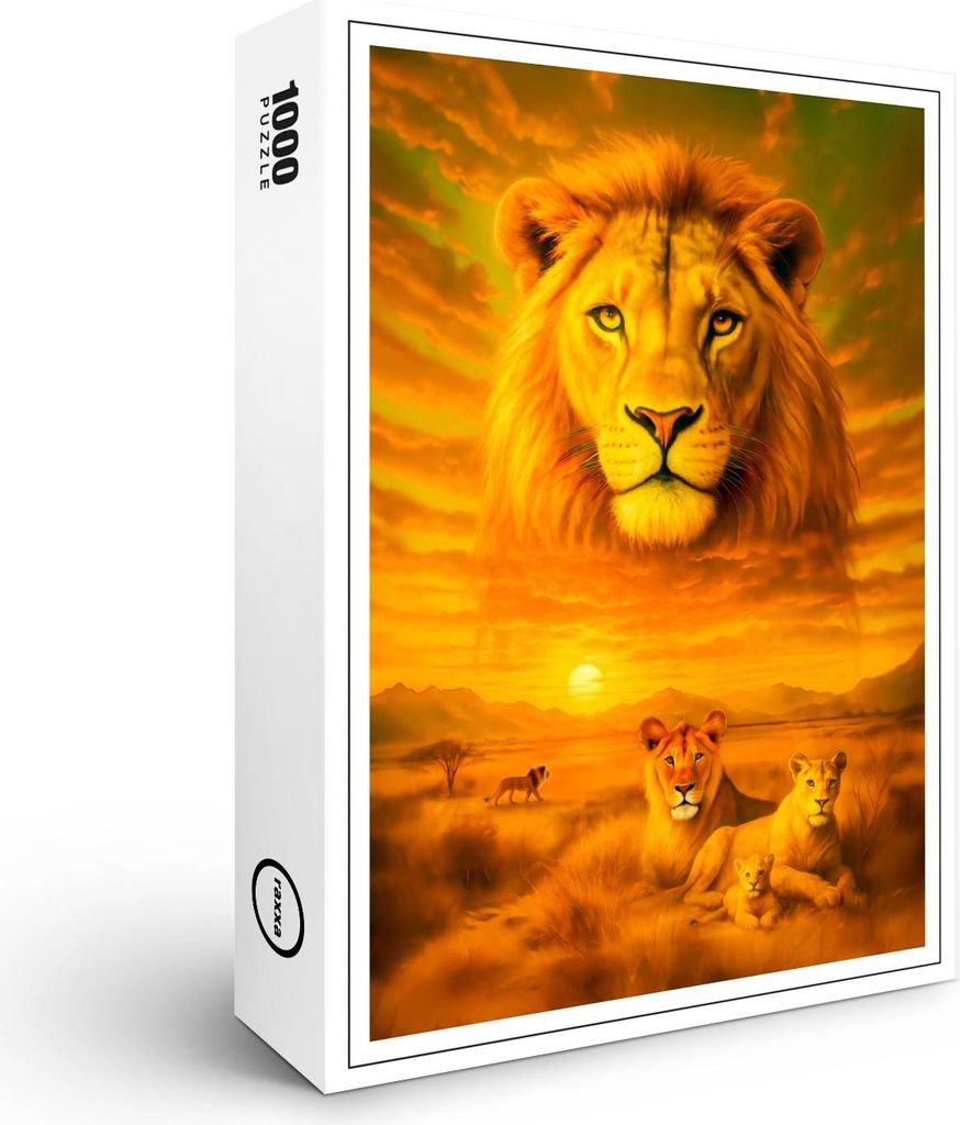 raxxa Premium-Puzzle "Double Exposure Portrait of African Lion", 1000 Teile