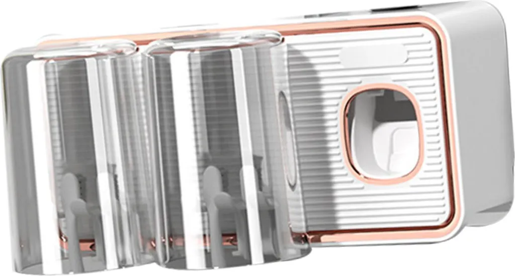 Porte-brosses à dents blanc avec distributeur automatique de dentifrice