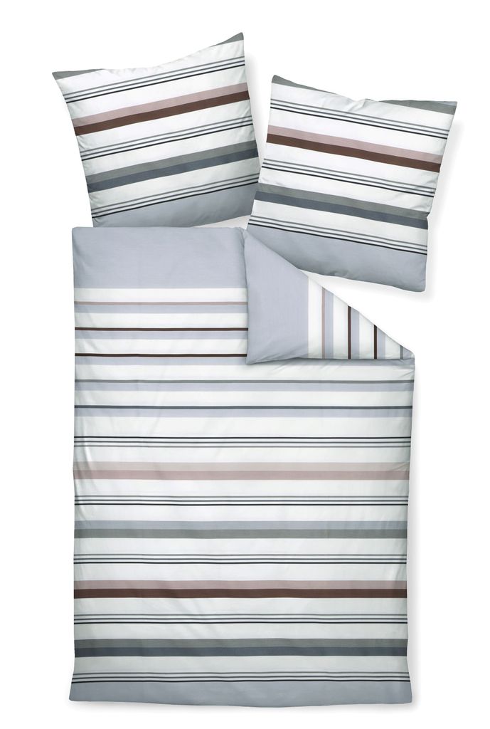 Janine Design Mako-Satin Bettwäsche-Garnitur J.D. 87094 Farbe platin naturell Größe 200x200+2x80x80 cm