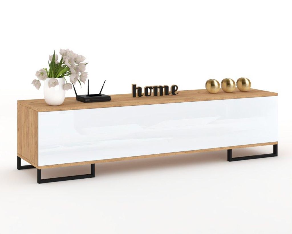 TV-Lowboard Fernsehschrank SIMPLY STEHEND Craft Eiche/Weiß Produktbild 